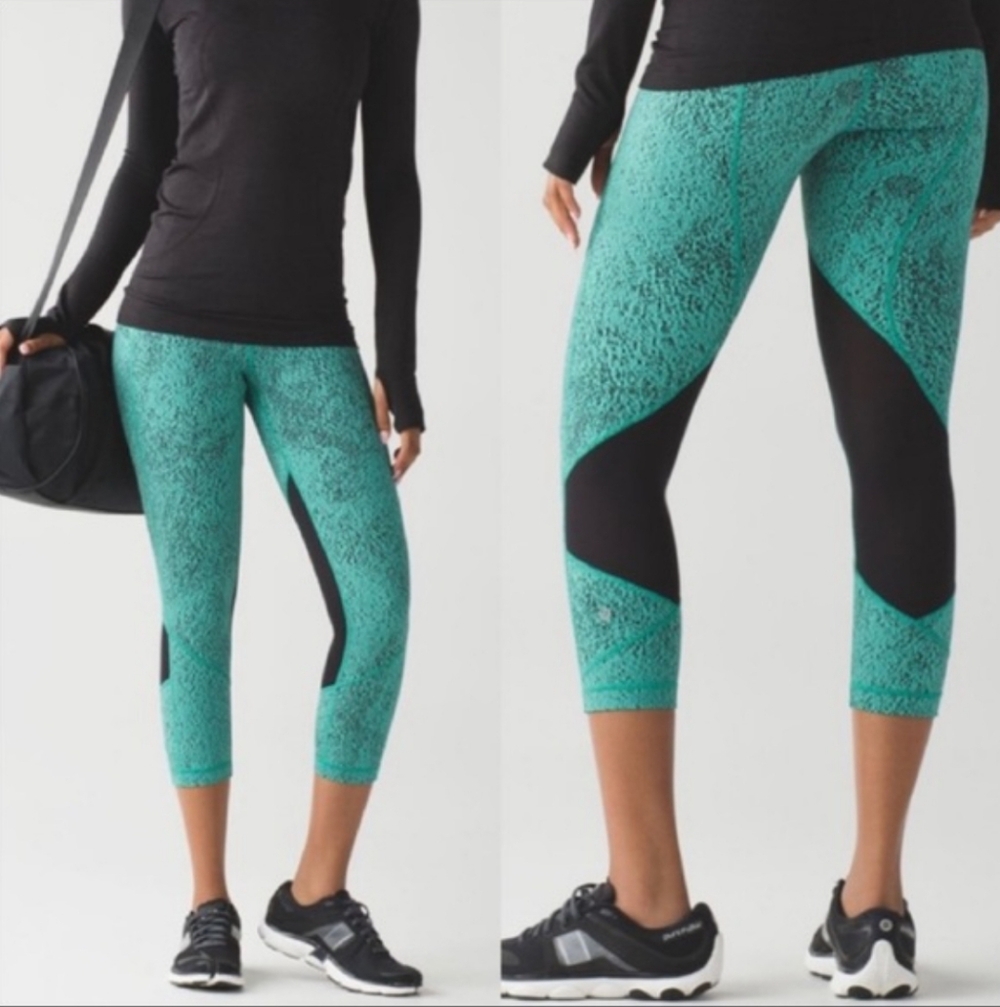LULULEMON PACE RIVAL CROP LEGGING POWER LUXTREME SPRAY JACQUARD SIZE 4
